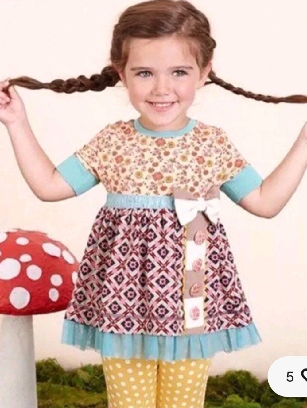 MATILDA JANE "LITTLE CARTWHEELS" TUNIC TOP. SIZE 8. FLORAL.